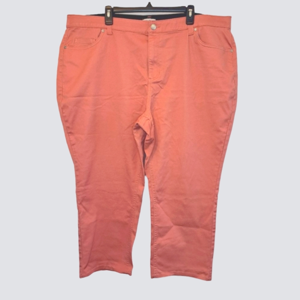 Catherines Coral Pink Stretchy Capris Plus Size 26W Petite